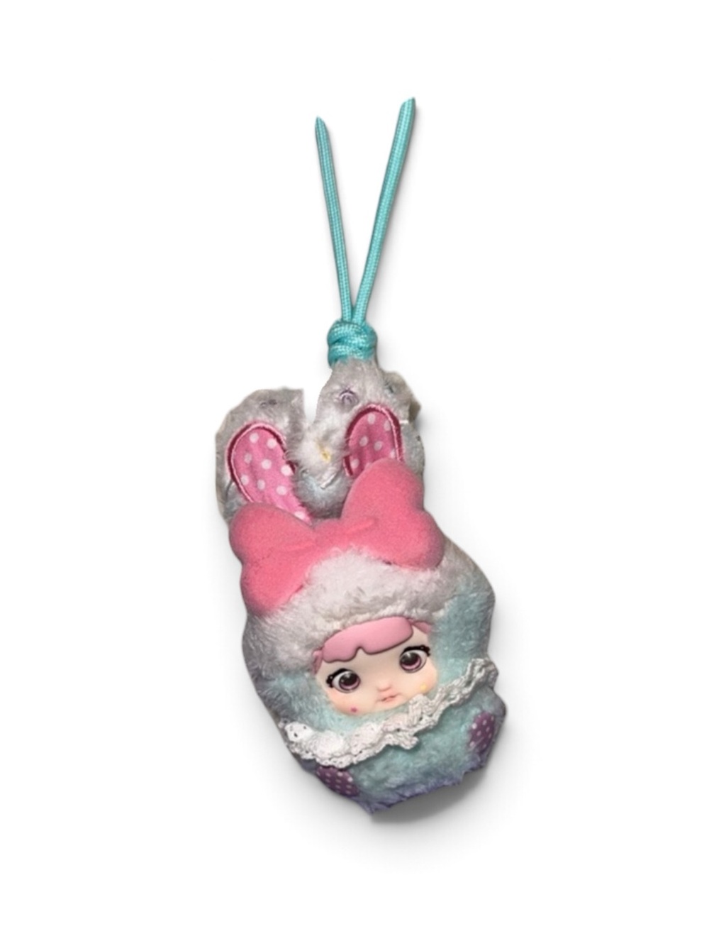Nommi confirmed Plush Bunny Charm Keychain - Pink & Mint